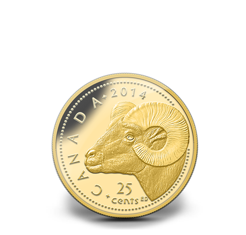 2014 25c Rocky Mountain Bighorn Sheep - Pure Gold Coin