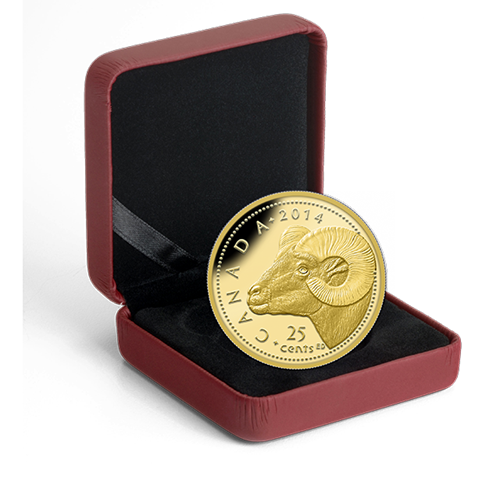 2014 25c Rocky Mountain Bighorn Sheep - Pure Gold Coin