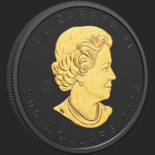 Canada 200$ 2023 SUPER INCUSE MAPLE LEAF GML Black Rhodium 2 oz Pure Gold Coin