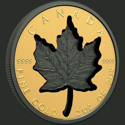 Canada 200$ 2023 SUPER INCUSE MAPLE LEAF GML Black Rhodium 2 oz Pure Gold Coin