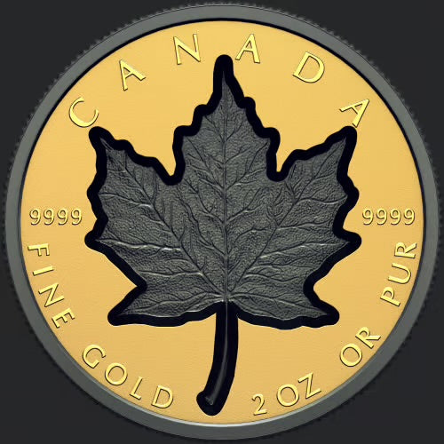 Canada 200$ 2023 SUPER INCUSE MAPLE LEAF GML Black Rhodium 2 oz Pure Gold Coin