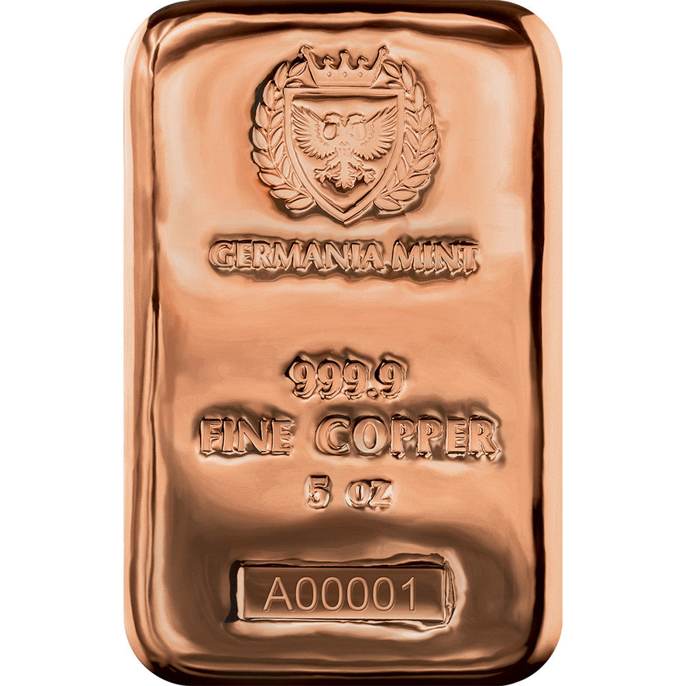 5 oz Germania Copper Cast Bar with Box